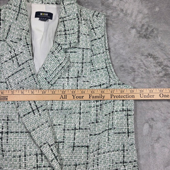 Maeve Anthropologie Tweed Blazer Vest 10 Mint Green Plaid Career Preppy Business - Picture 2 of 7